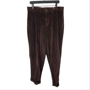VINTAGE Brown Corduroy Pants Baggy Fit Pleated Front Dockers by Levis 90s